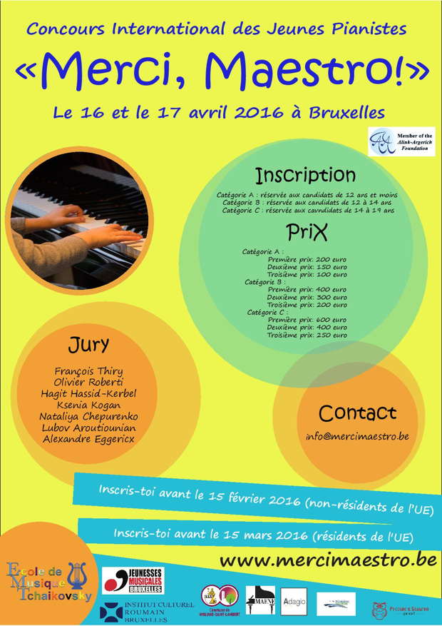 Affiche. WSL. International Piano Competition « Merci, Maestro » 2016-04-16